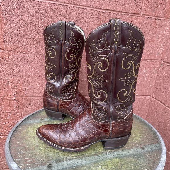 Tony Lama Vintage El Rey Collection Exotic Alligator Western Cowboy Boots Size 9 - Picture 3 of 15